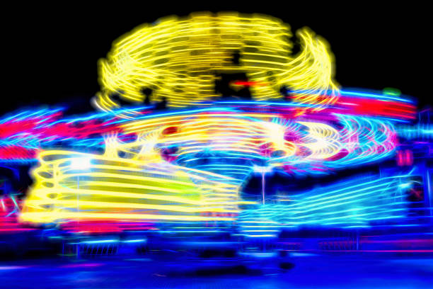 istock Beautiful view of the abstract multicolor funfair spinning 1454970259