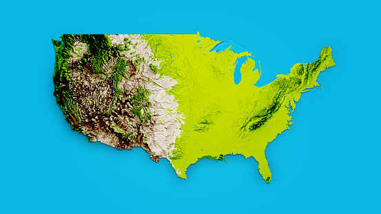 A 3d Relief America map of the United States - 3D Illustration