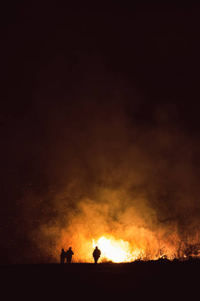 istock View of wildfire in a field in the evening 1454972247