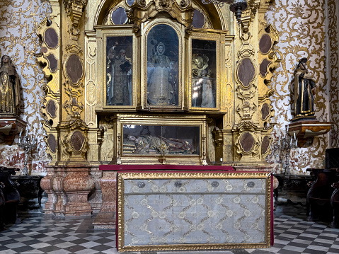 Granada, Spain – April 21, 2022: Granada, Spain, 04-11-2022. Image in Cathedral of Granada. Chapel of Our Lady of Carmen.