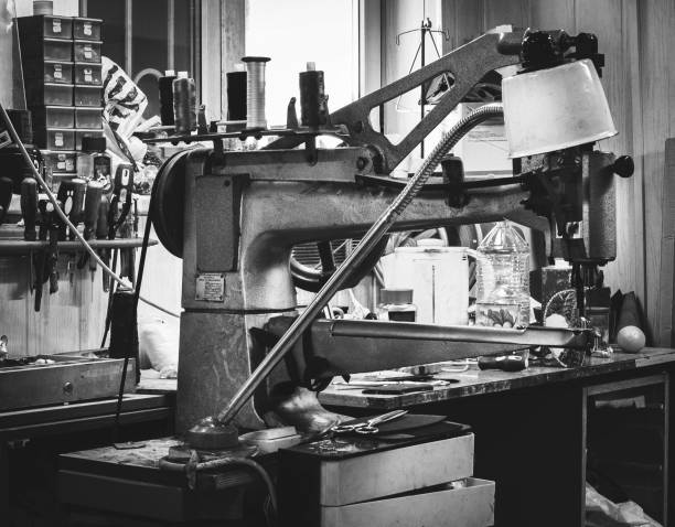 the shoe repair workshop service, monochrome