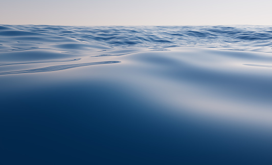 Empty water surface, 3d rendering. Computer digital drawing.