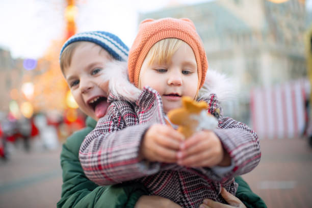 Boy and girl enjoying Xmas holidays