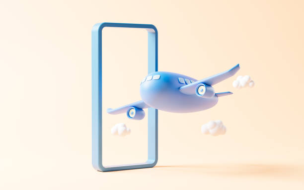 istock Airplane with cartoon style, 3d rendering. 1454980007