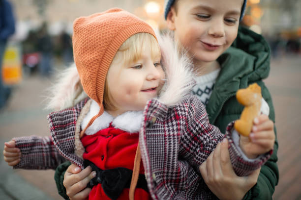 Boy and girl enjoying Xmas holidays