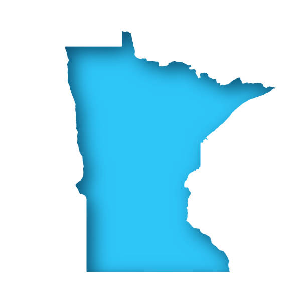 Minnesota map - White paper cut out on blue background Map of Minnesota cut out on a blank white paper with a blue background. Modern and trendy paper cutout effect. Vector Illustration (EPS file, well layered and grouped). Easy to edit, manipulate, resize or colorize. Vector and Jpeg file of different sizes. minnesota stock illustrations