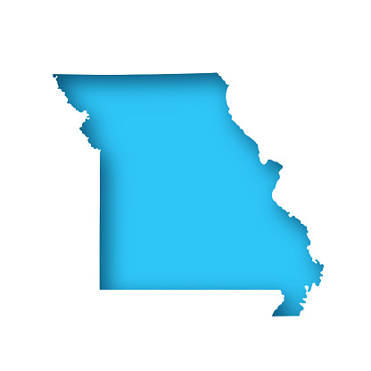 Map of Missouri cut out on a blank white paper with a blue background. Modern and trendy paper cutout effect. Vector Illustration (EPS file, well layered and grouped). Easy to edit, manipulate, resize or colorize. Vector and Jpeg file of different sizes.