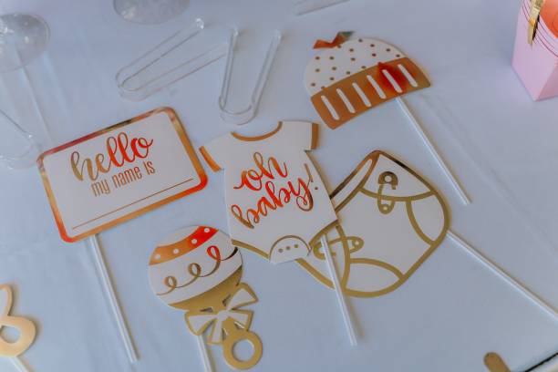 istock Paper toppers for decorating a cake for a small baby 1454980352