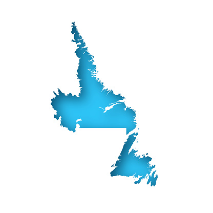Map of Newfoundland and Labrador cut out on a blank white paper with a blue background. Modern and trendy paper cutout effect. Vector Illustration (EPS file, well layered and grouped). Easy to edit, manipulate, resize or colorize. Vector and Jpeg file of different sizes.