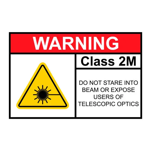 Vector illustration of Laser radiation danger class 2M label icon, safety information symbol vector illustration