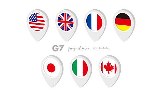 G7 flag point icon set