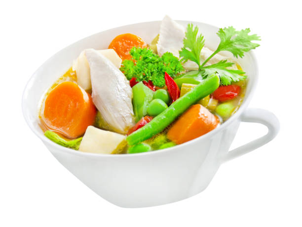 Chicken soup isolated on white background