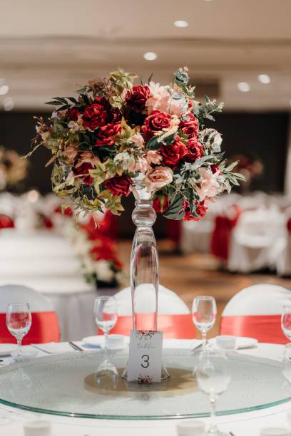 istock Closeup of a bouquet in a vase on a table 1454986966