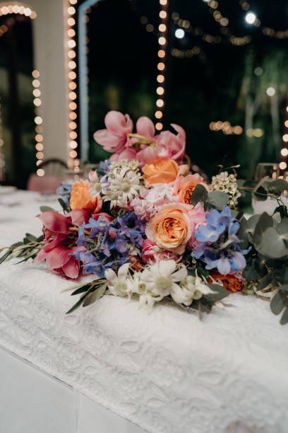 istock Closeup of a bouquet on a table 1454986973