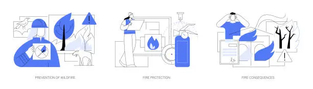 Vector illustration of Firefighting service abstract concept vector illustrations.