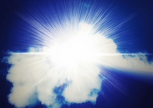 Light background radiating from abstract clouds
