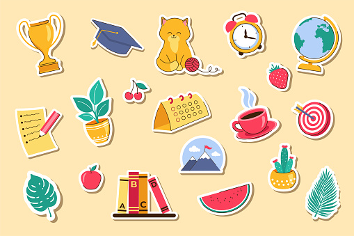 Sticker Cstoch Set Of Colorful Stickers Stock Illustration - Download Image Now - Art ...