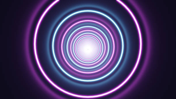 istock 3D illustration render. Abstract tunnel neon Lights 1454992243