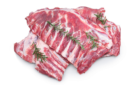 Raw fesh spare ribs isolated on white background