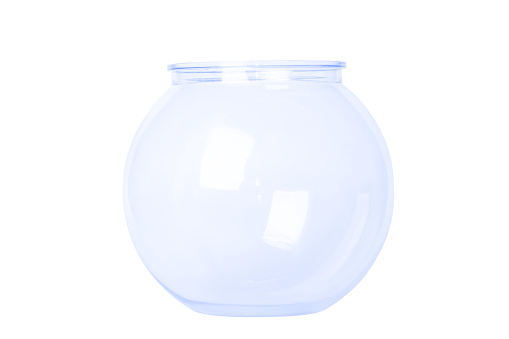 Glass container for lemonade or punch. Made of blue glass or plastic. Empty. isolated.