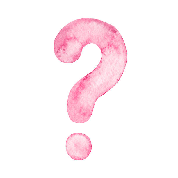 illustrazioni stock, clip art, cartoni animati e icone di tendenza di punto interrogativo rosa acquerello isolato su sfondo bianco. - question mark asking illustration and painting curiosity