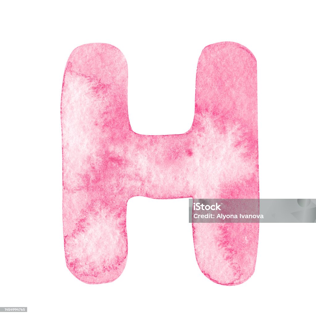 Màu Nước Màu Hồng Chữ H Bị Cô Lập Trên Nền Trắng Hình minh họa Sẵn ...