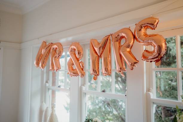 istock Closeup of wedding decorations in a room 1454995176