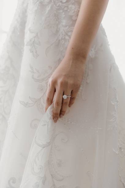 istock Bride in a white elegant wedding dress 1454995754