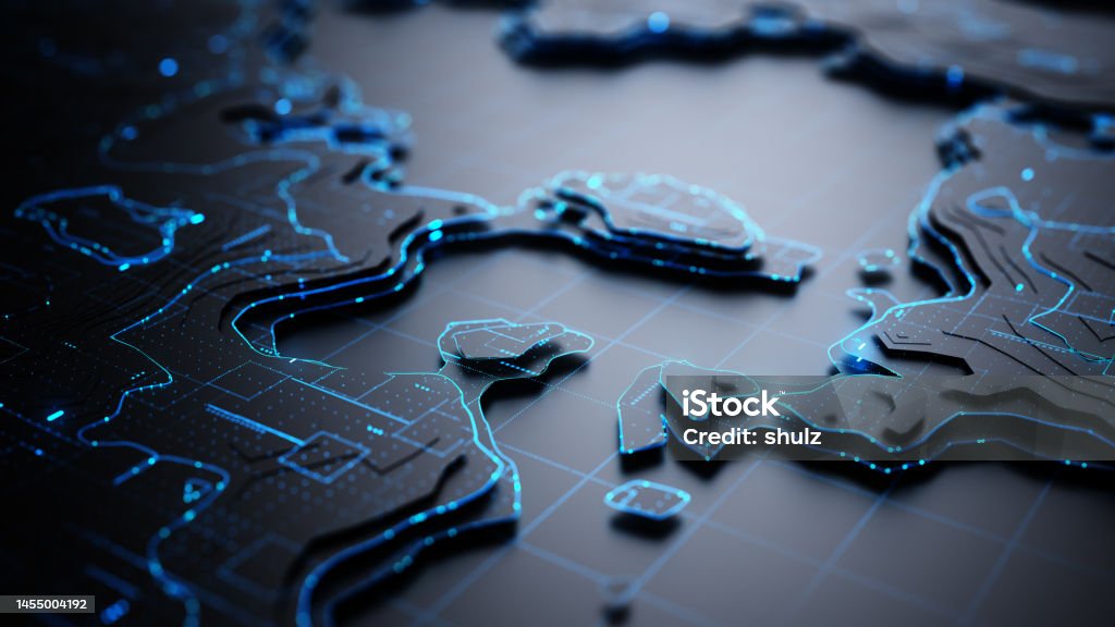 Abstract digital landscape background Abstract Landscape background - 3d rendered image of topology structure map. Virtual reality technology concept.Communication network concept Technology Stock Photo