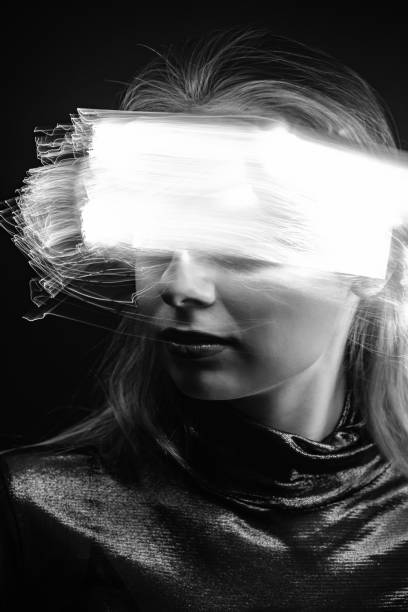 istock Abstract woman studio portrait with light painting technique 1455004476
