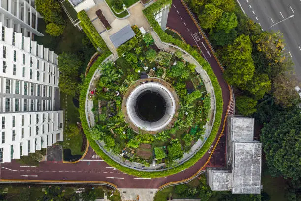 Urban garden on the roof of a carpark in Singapore