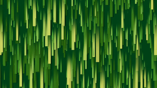 3D rendering of an array of stripes. Stripes of different sizes in space