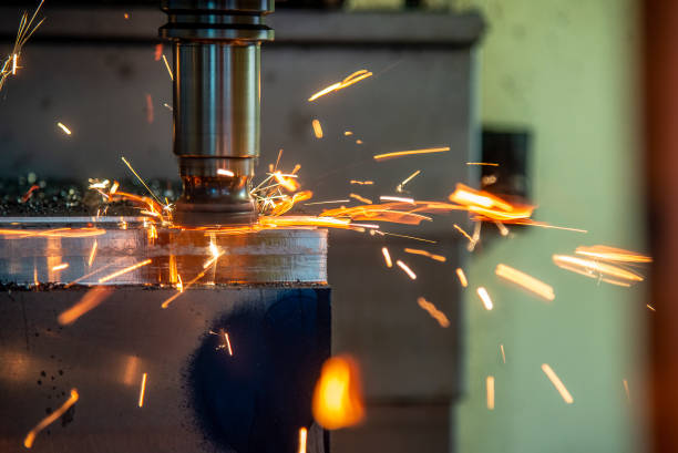 istock The bad cutting condition of CNC milling machine. 1455007341