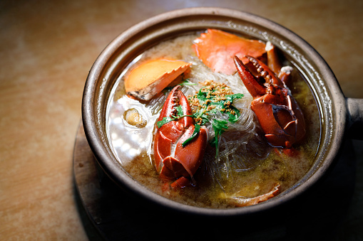 Fresh sea crab with vermicelli or glass noodle