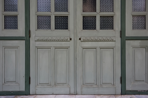 Beautiful old wooden door pattern, building background