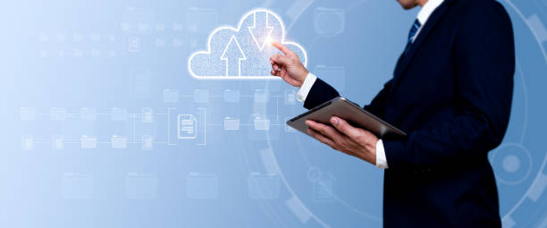 istock This is demonstrated by digital technology and the concept of an internet network. A computer programmer works on big data and computer code in a data center or server room. Processing of data, 1455009679
