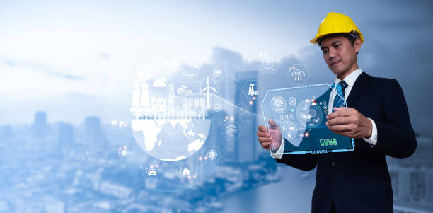 istock Circular economy and design for reuse and renewable material resources are important for corporate growth. Concept of a circular economy. A globe in one hand, surrounded by a circular economy emblem. 1455009686