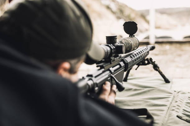 istock Close up picture of an optical rifle 1455010824