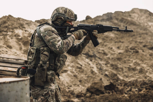 istock Soldier shooting from the rifle 1455010866