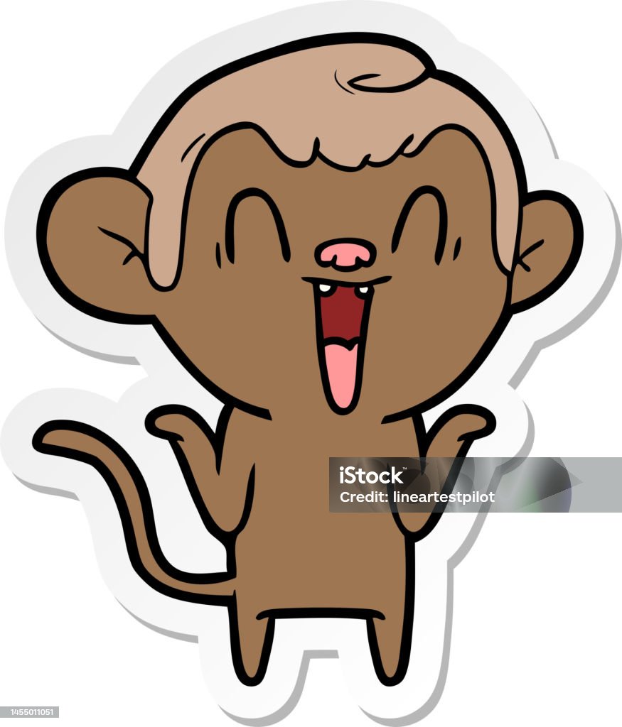 Nhãn Dán Của Một Con Khỉ Cười Hoạt Hình Hình minh họa Sẵn với - Tải ...