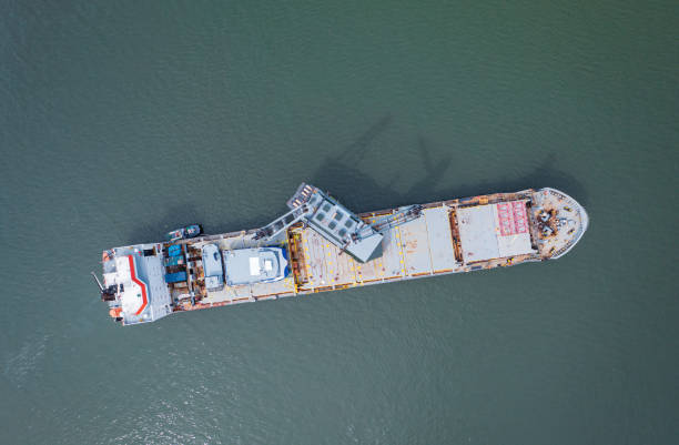 istock Drone view of heavy logistic cargo ship on Ha Long bay 1455012227