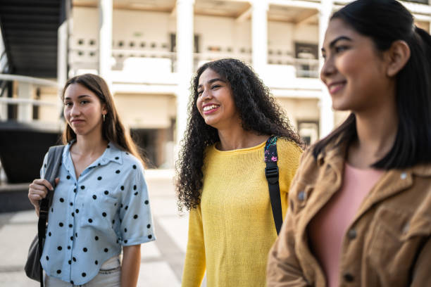 istock Young friends talking at university 1455013860