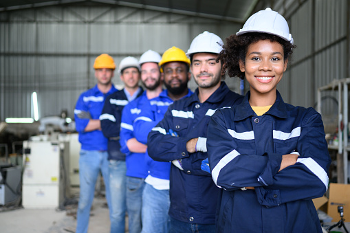 Group of worker team, Labor with engineer team, Confident portrait, Engineer and team