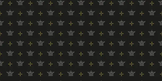 Vector illustration of Vintage decorative texture on black. Seamless pattern for background wallpaper design. Vector illustration.