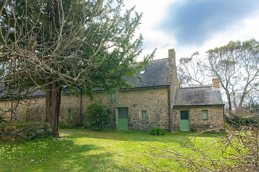 Brittany, Ile aux Moines island in the Morbihan gulf, a typical cottage