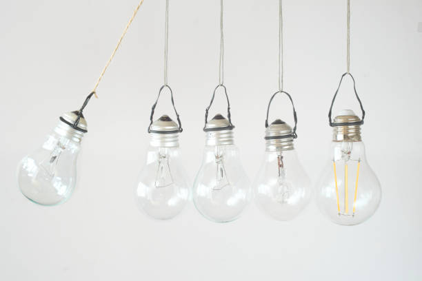 istock Risk management business concept.Bouncing light bulbs,careful strategy development and leadership concept 1455018402