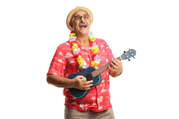 istock Mature male tourist playing ukulele and singing 1455018797