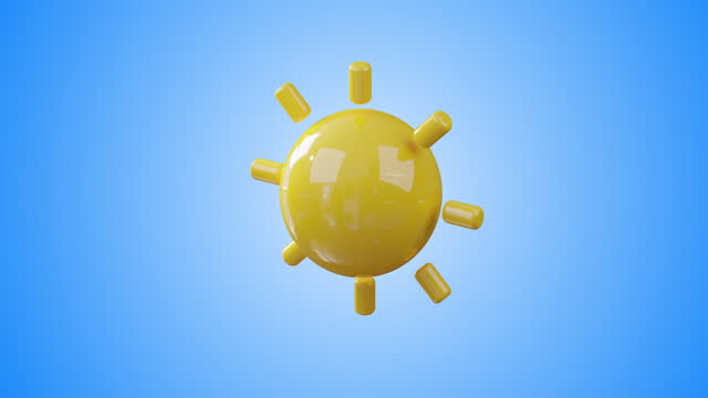 3d Animation cartoon cute sun spin. icon weather.