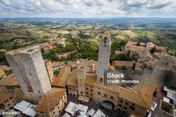 Spectacular View Over The Roofs Of San Gimignano In Italy And The Famous Towers Stock Photo - Download Image Now