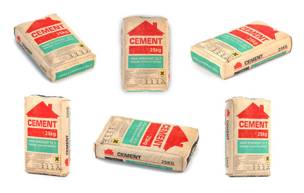 istock Cement bags o sacks isolated on white. 1455029726